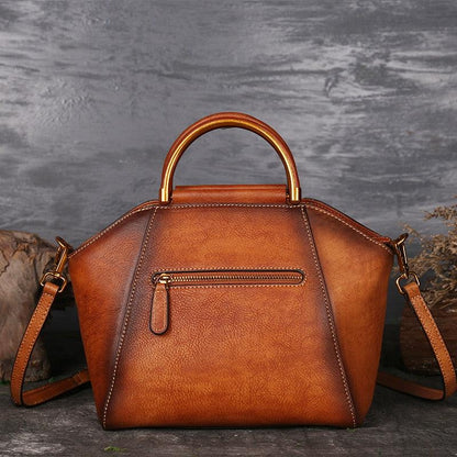 Mandala Embossed Leather Shoulder Bag