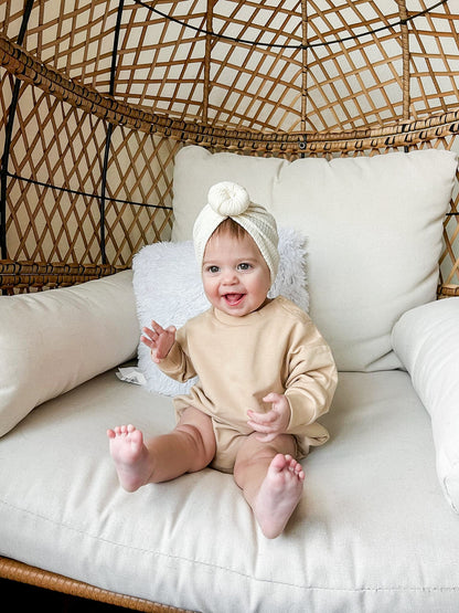 Organic Cotton Bubble Romper - Latte