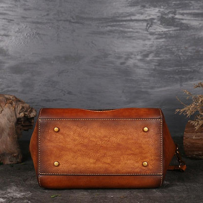 Mandala Embossed Leather Shoulder Bag