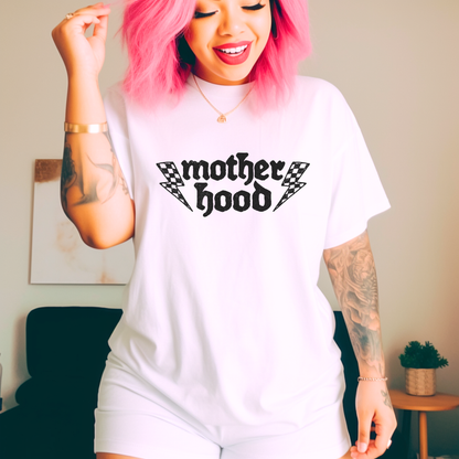 Motherhood Graphic T-Shirt — Vintage Racing Lightning Design
