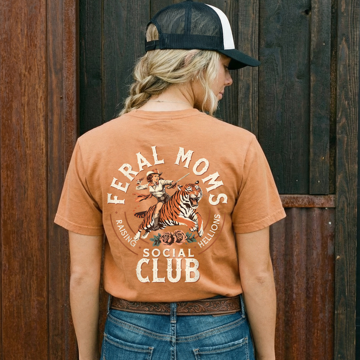 Feral Moms Social Club Tee | Retro Tiger Mom Graphic T-Shirt