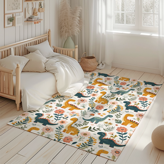 🦕 Whimsical Dinosaur Area Rug - Playful Nursery & Kids Room Decor