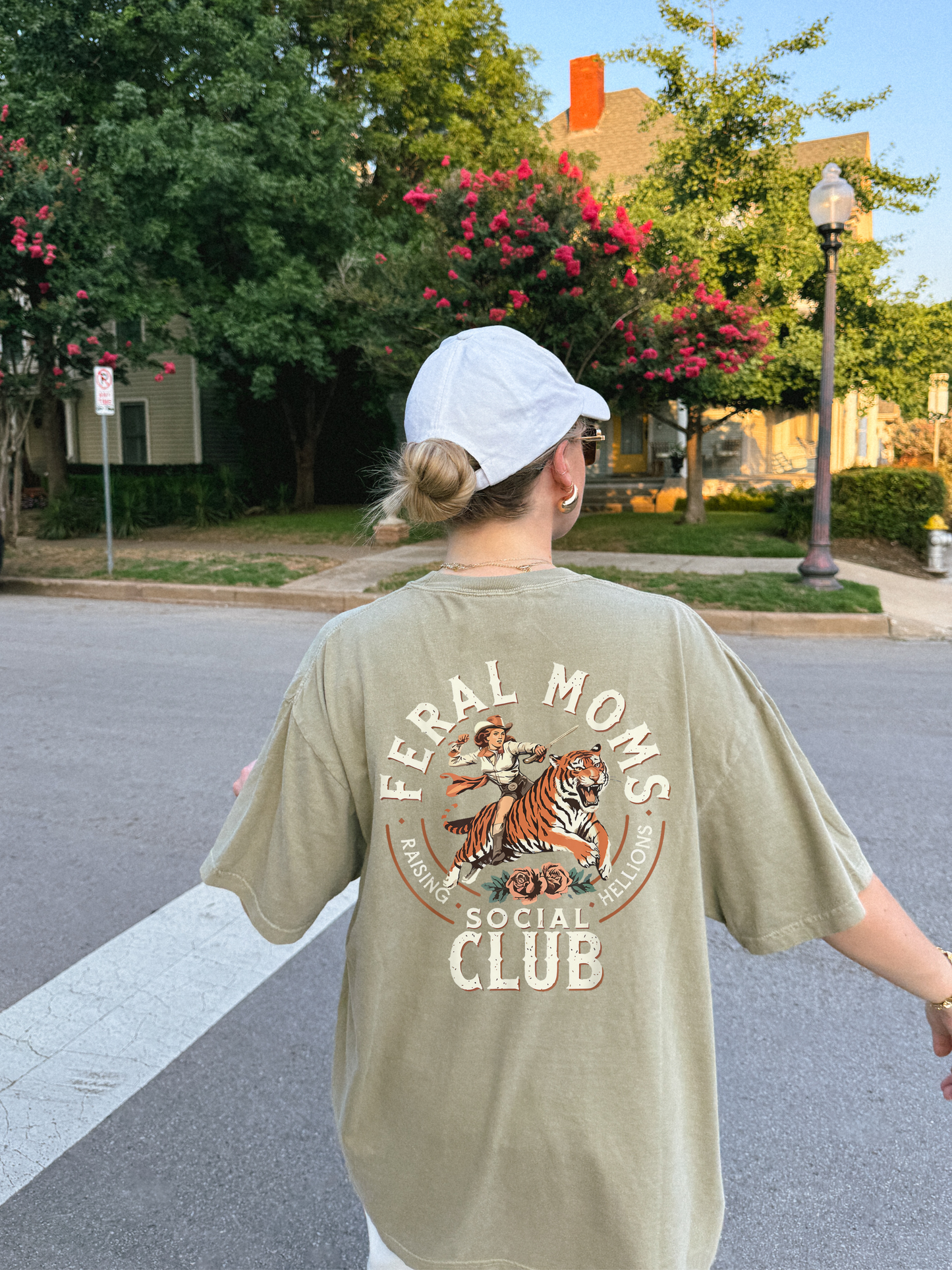 Feral Moms Social Club Tee | Retro Tiger Mom Graphic T-Shirt