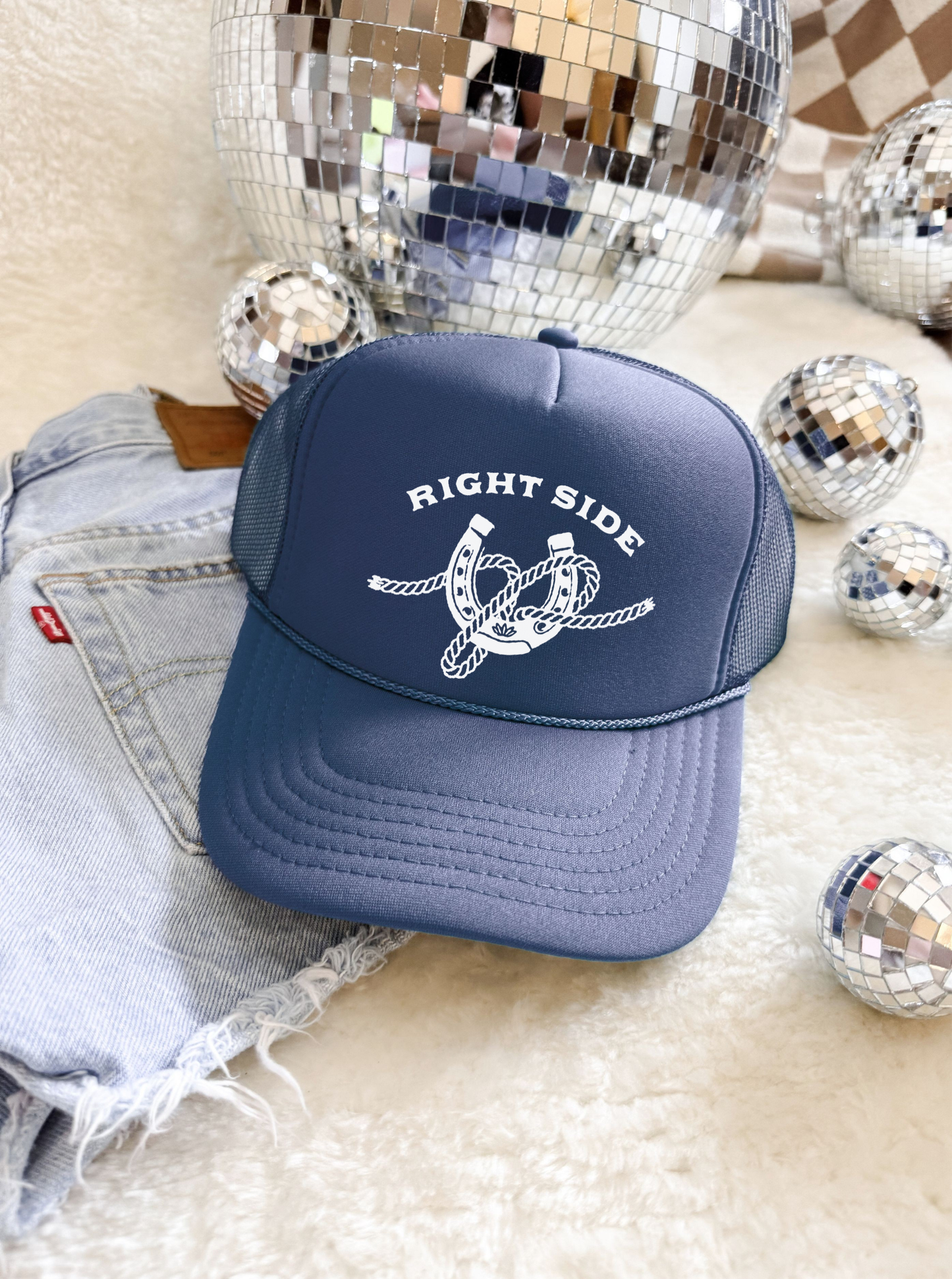 Right Side Rope Knot Trucker Hat | Western Horse Girl Trucker Cap