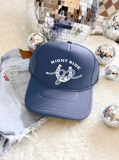 Right Side Rope Knot Trucker Hat | Western Horse Girl Trucker Cap