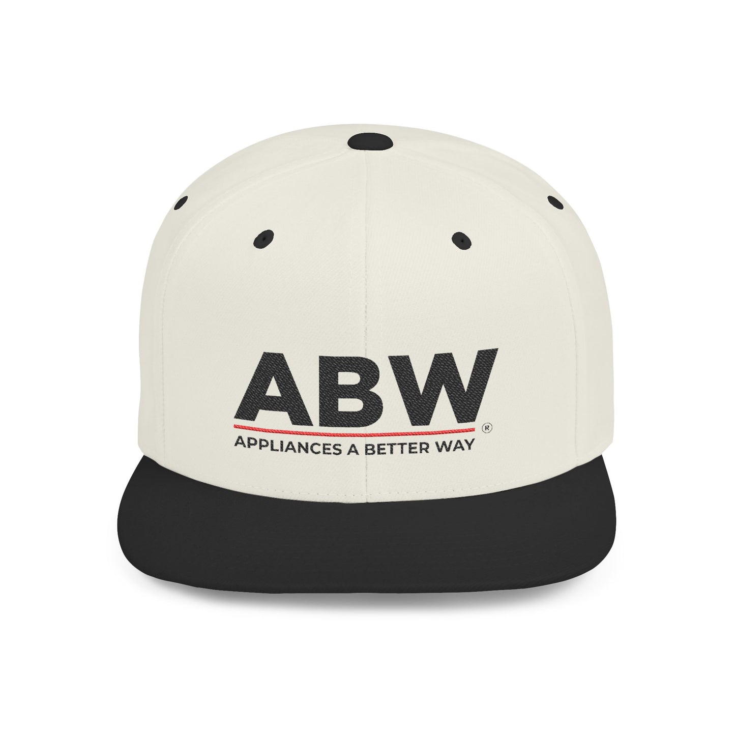 ABW Logo Flat Bill Snapback Hat — 'Appliances A Better Way' Embroidered Cap