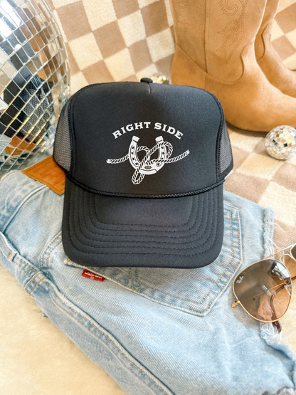 Right Side Rope Knot Trucker Hat | Western Horse Girl Trucker Cap