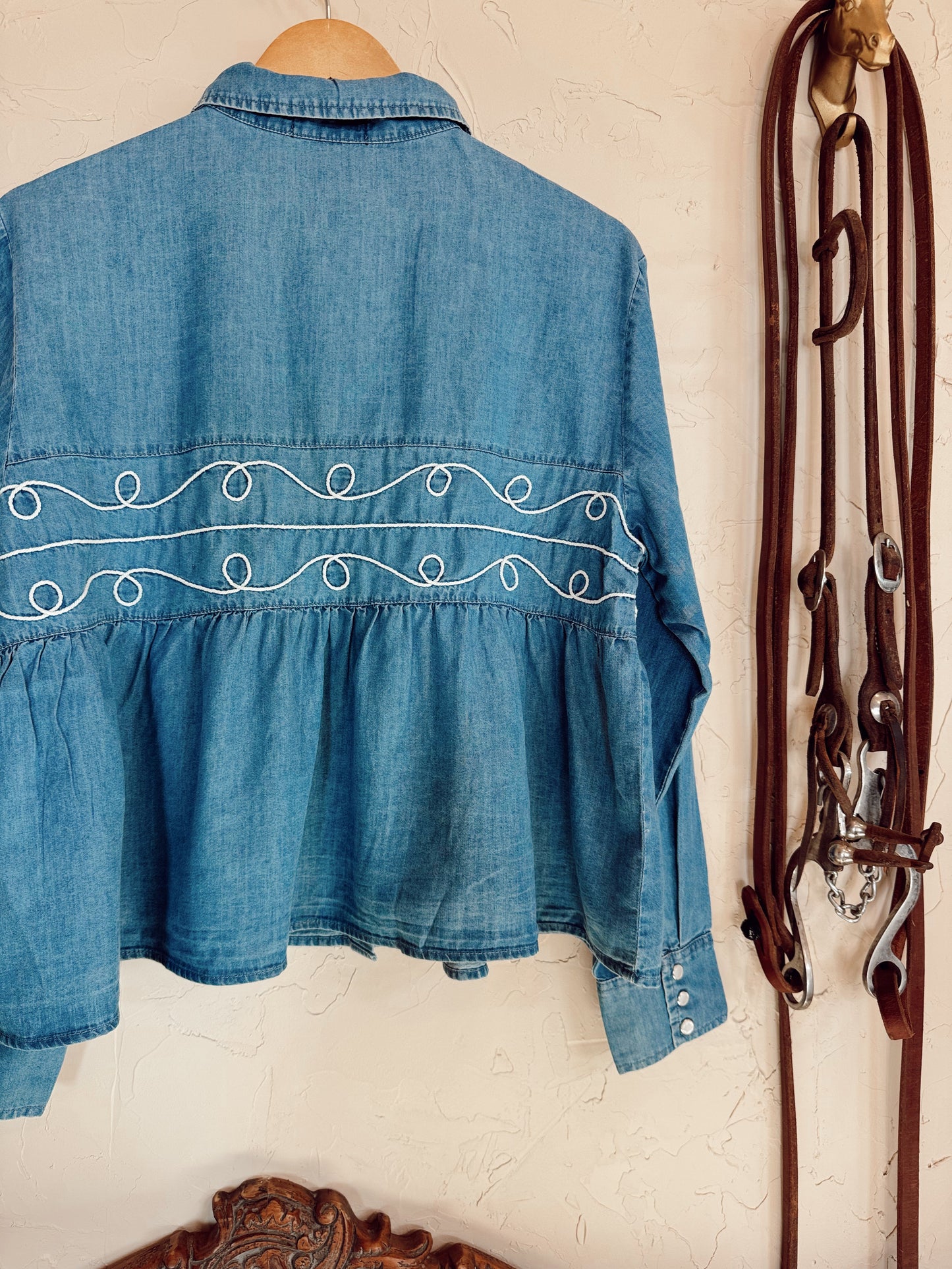 The Loopty Lou Long Sleeve Denim Top-L/XL