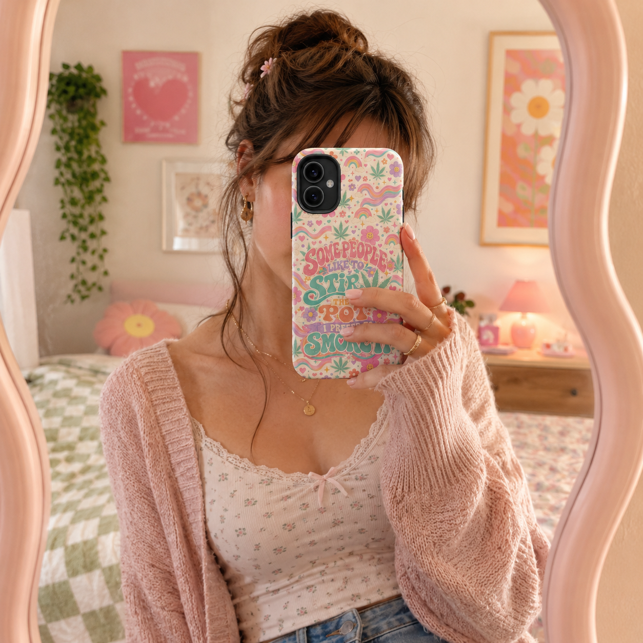 Retro Weed Phone Case | Cute Cannabis Stoner Girl Case