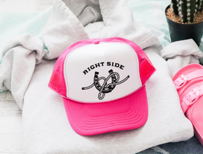 Right Side Rope Knot Trucker Hat | Western Horse Girl Trucker Cap