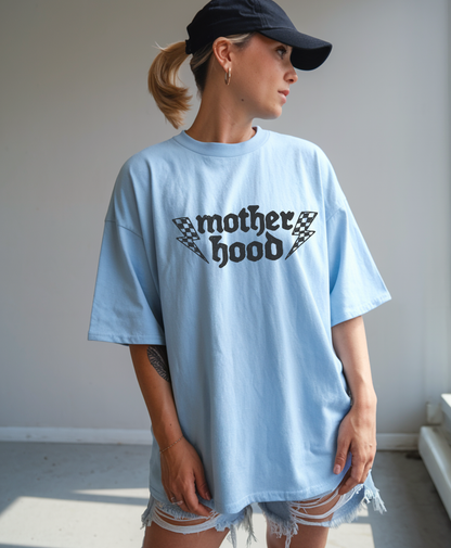 Motherhood Graphic T-Shirt — Vintage Racing Lightning Design