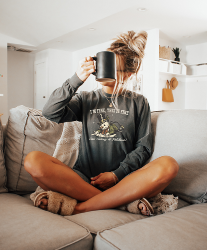 I’m Fine This Is Fine Meltdown Snowman Long Sleeve Tee