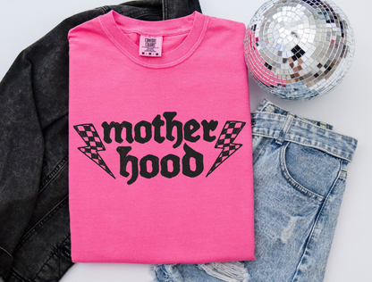 Motherhood Graphic T-Shirt — Vintage Racing Lightning Design