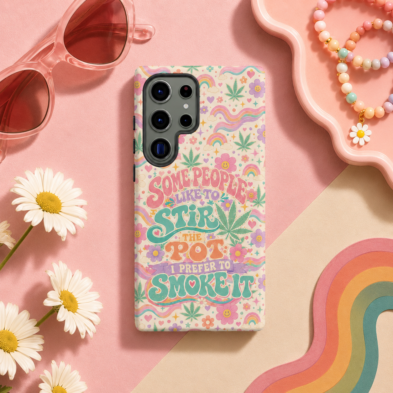 Retro Weed Phone Case | Cute Cannabis Stoner Girl Case