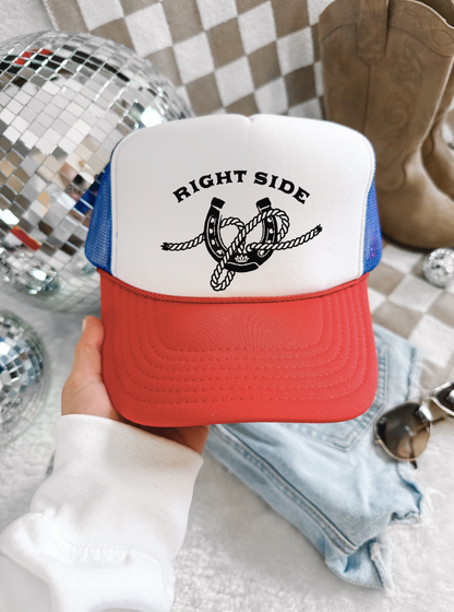 Right Side Rope Knot Trucker Hat | Western Horse Girl Trucker Cap