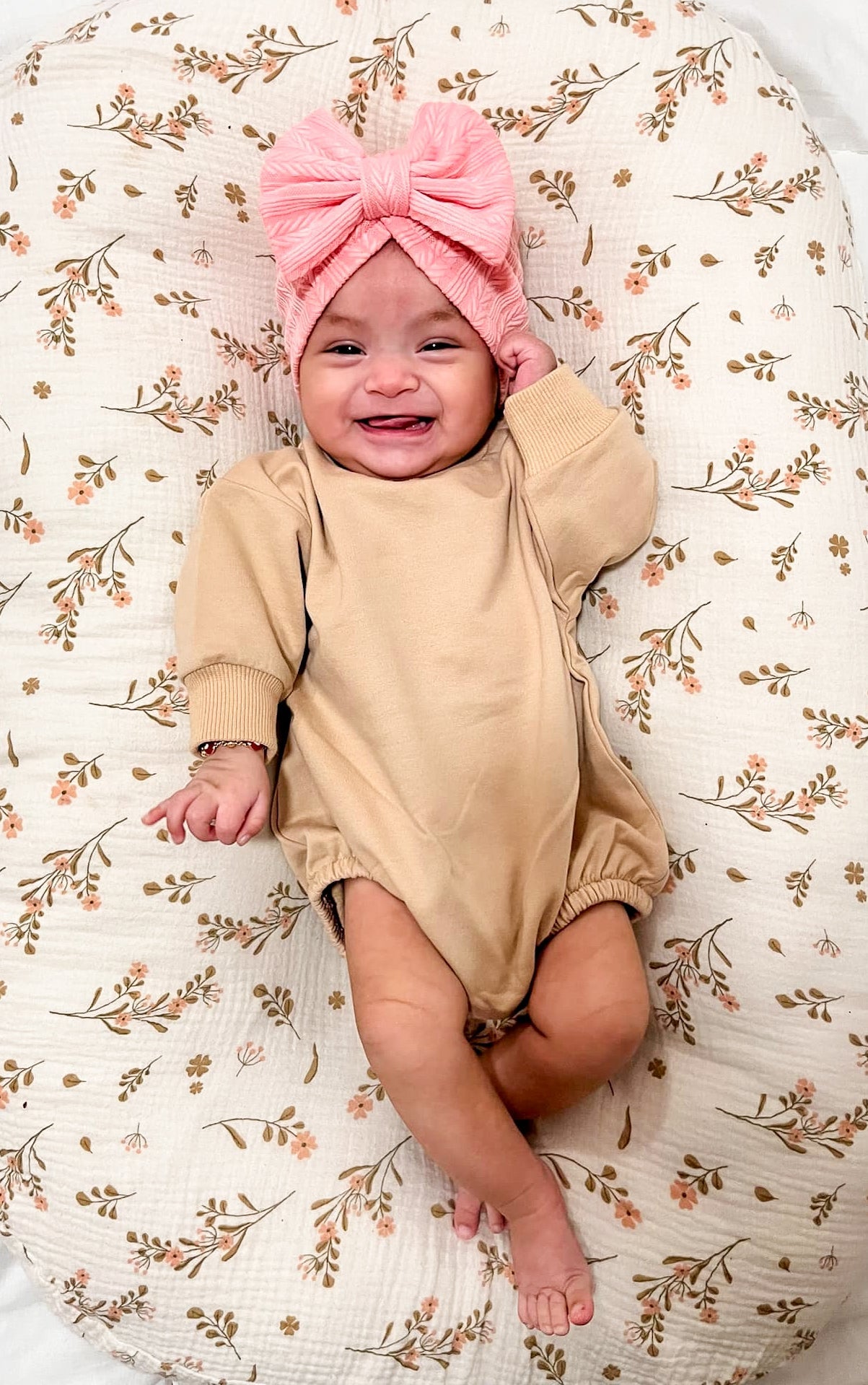 Organic Cotton Bubble Romper - Latte