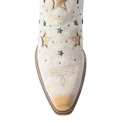 Celestial Stardust Western Booties in White