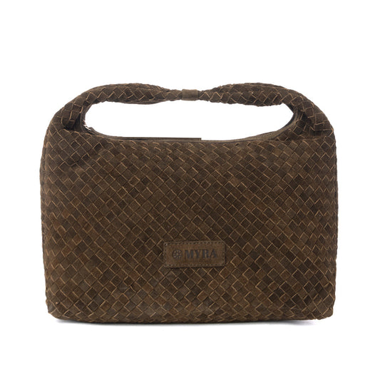 Myra Saddle Weave Genuine Suede Leather Bag in Bridle Bronze