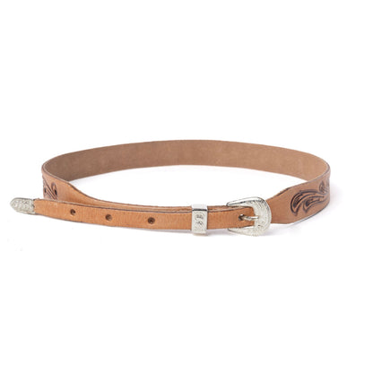 Myra Western Vine Leather Hat Belt in Saddle Tan