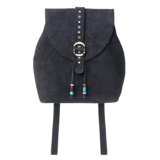 Myra Yellowstone Ironwood Studded Suede Leather Concealed Carry Bag in Shadow Black