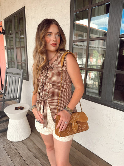 The Gingham Vest in Brown-BEST SELLER