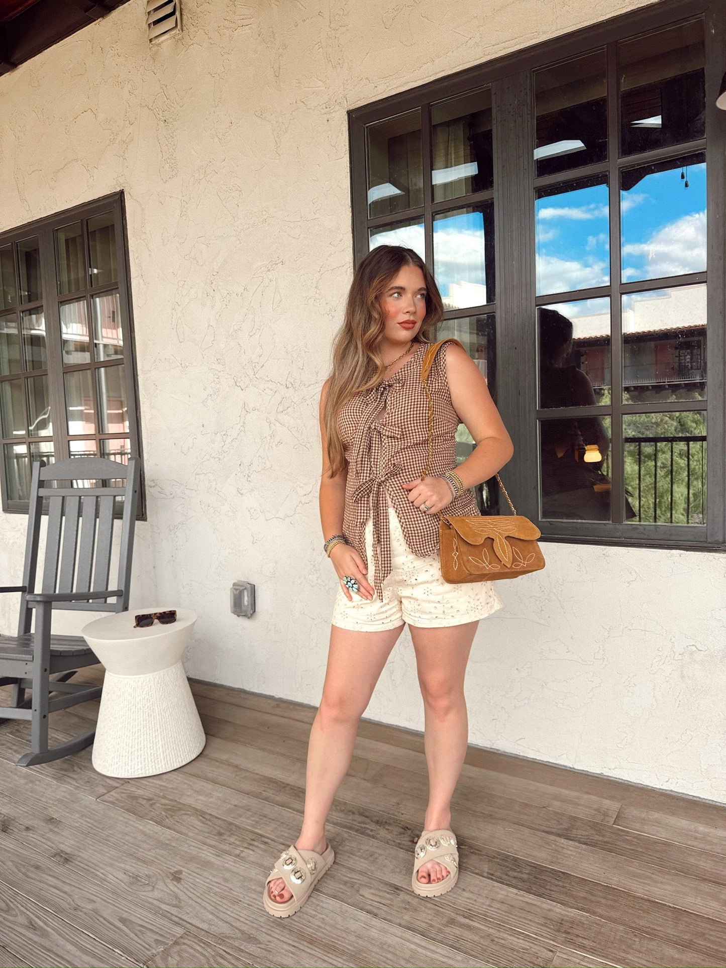 The Gingham Vest in Brown-BEST SELLER