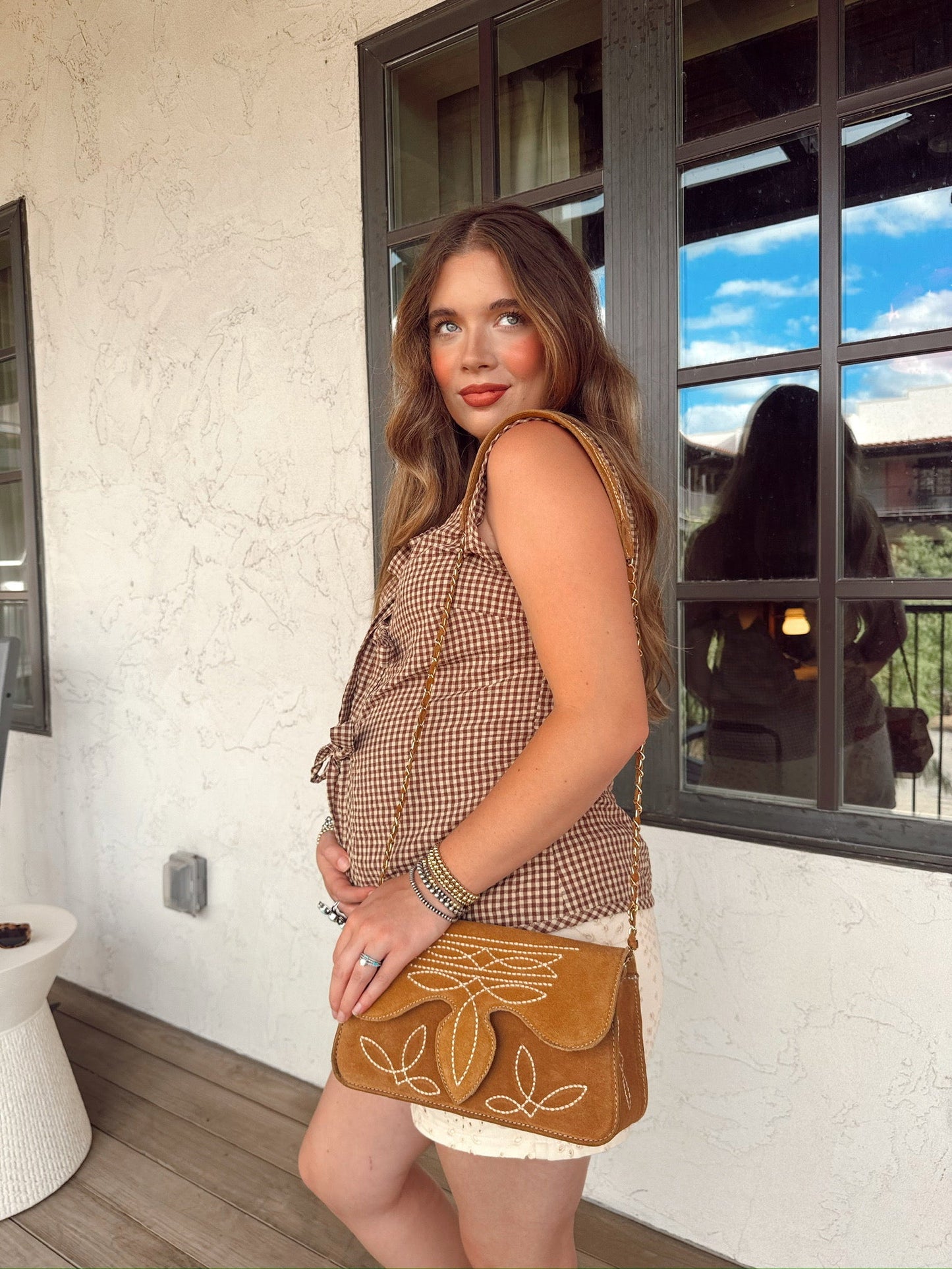 The Gingham Vest in Brown-BEST SELLER