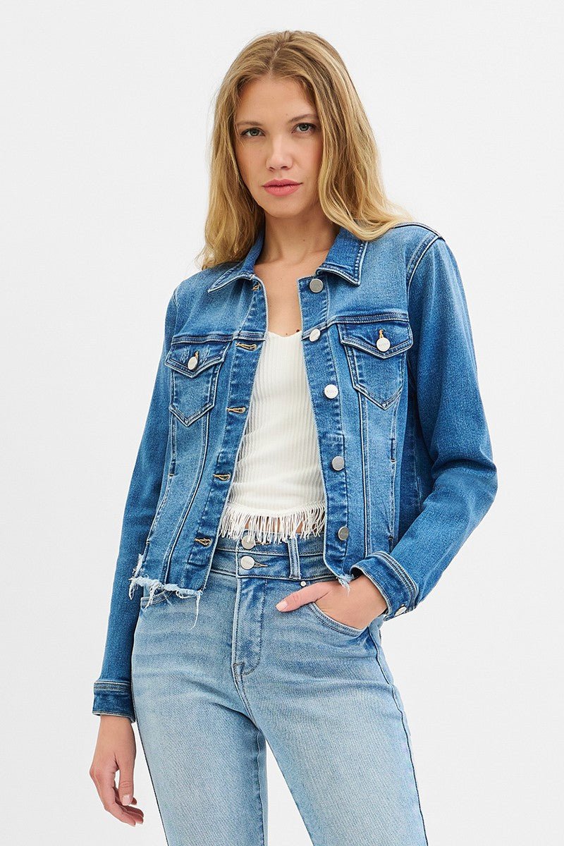 Risen Fray Hem Jean Jacket - small remains