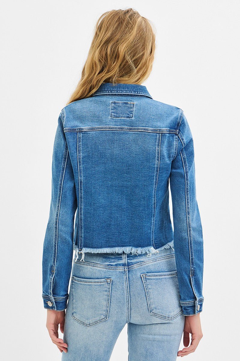 Risen Fray Hem Jean Jacket - small remains
