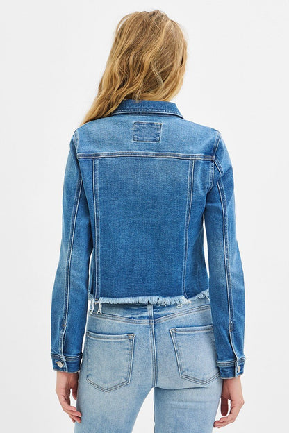 Risen Fray Hem Jean Jacket - small remains