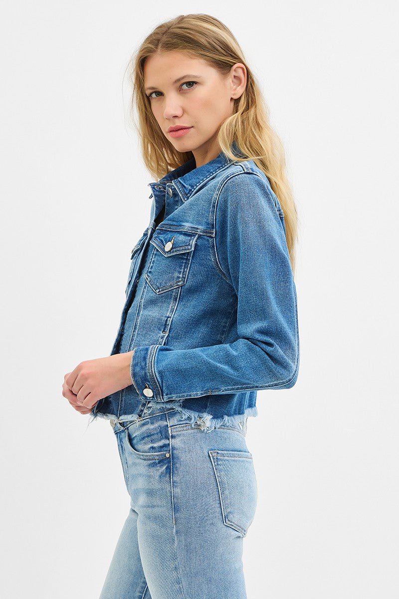 Risen Fray Hem Jean Jacket - small remains