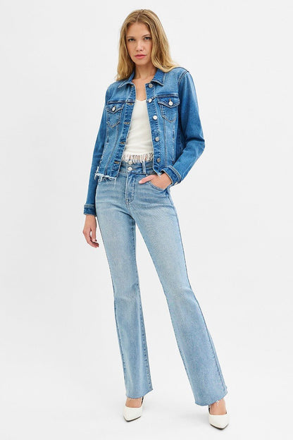 Risen Fray Hem Jean Jacket - small remains